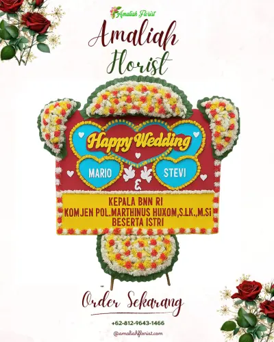 Karangan Papan Bunga Pernikahan di Polengan